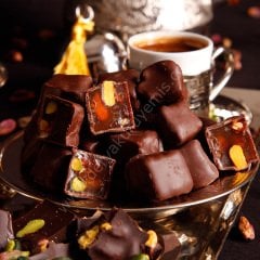 Çikolatalı Kavrulmuş Antep Fıstlıklı Duble Lokum